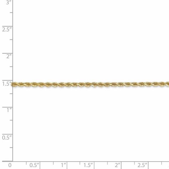 2mm 14k Yellow Gold Solid Diamond Cut Rope Chain Necklace, 28 Inch